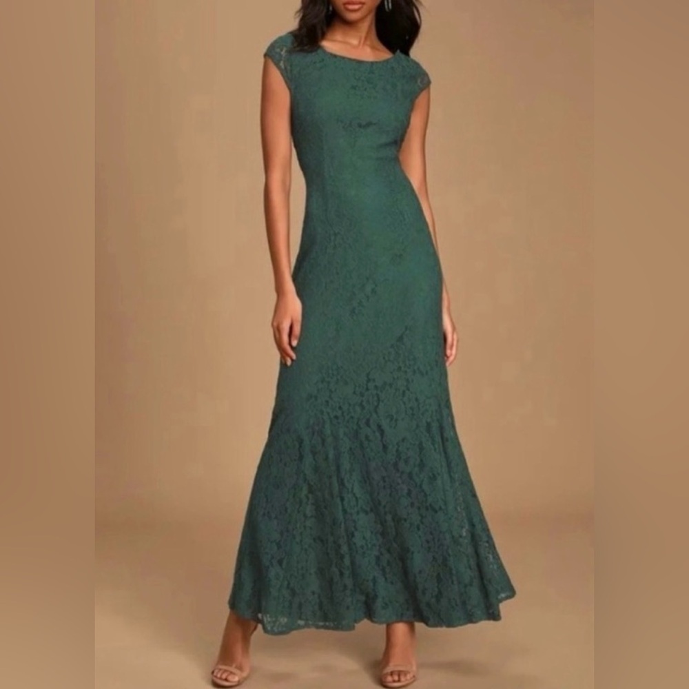 Lulus Cascading dreams emerald green maxi dress, XS
